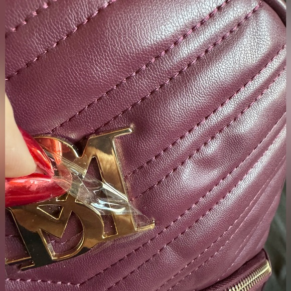 Badgley Mischka Burgundy Quilted Backpack with Gold Hardware NWT main image 6